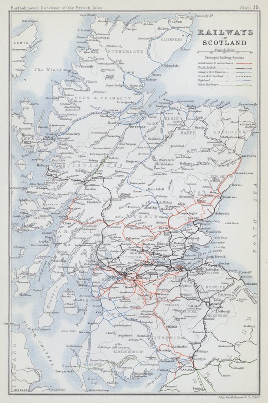 Railways of Scotland (barevná litografie) od English School
