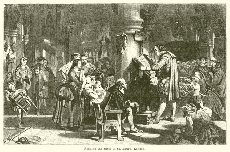Čtení Bible v St Pauls v Londýně od English School