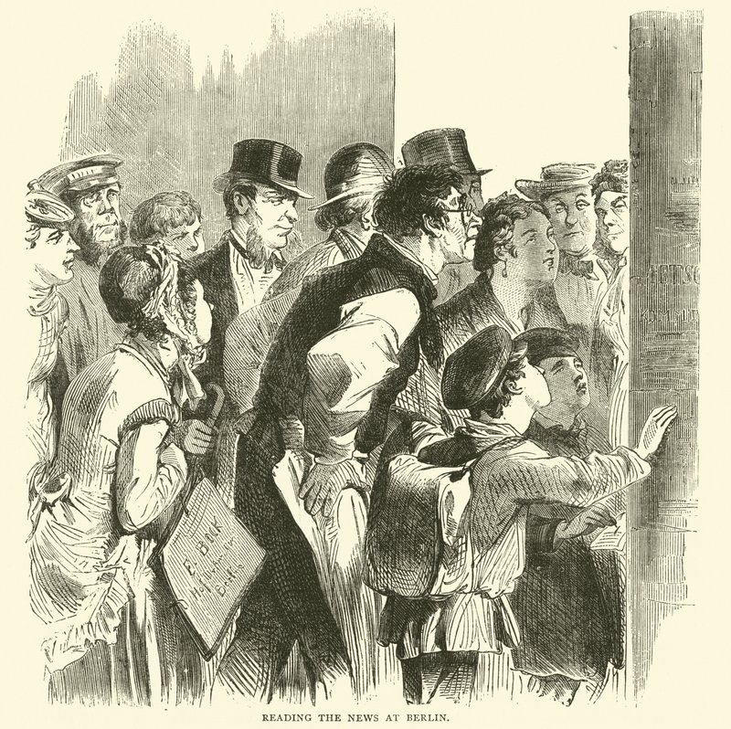 Čtení zpráv v Berlíně, listopad 1870 od English School