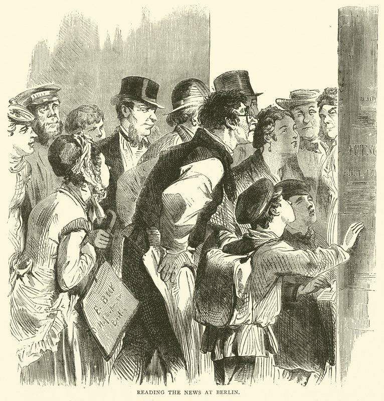 Čtení zpráv v Berlíně, listopad 1870 od English School