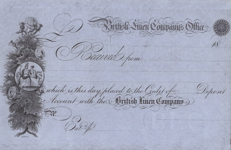 Stvrzenka od British Linen Company (rytina) od English School