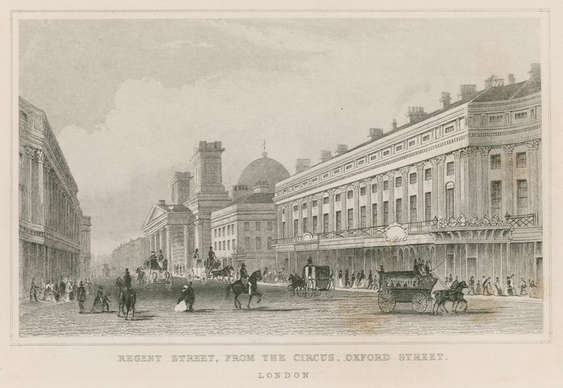Regent Street, z The Circus, Oxford Street, Londýn od English School
