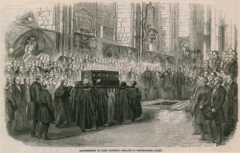 Reinterment of John Hunters zůstává ve Westminsterském opatství v Londýně od English School