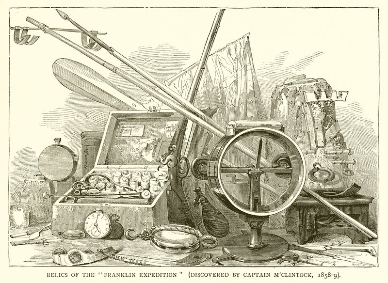 Relikvie Franklinovy expedice (objevené kapitánem MClintockem, 1858-9) od English School