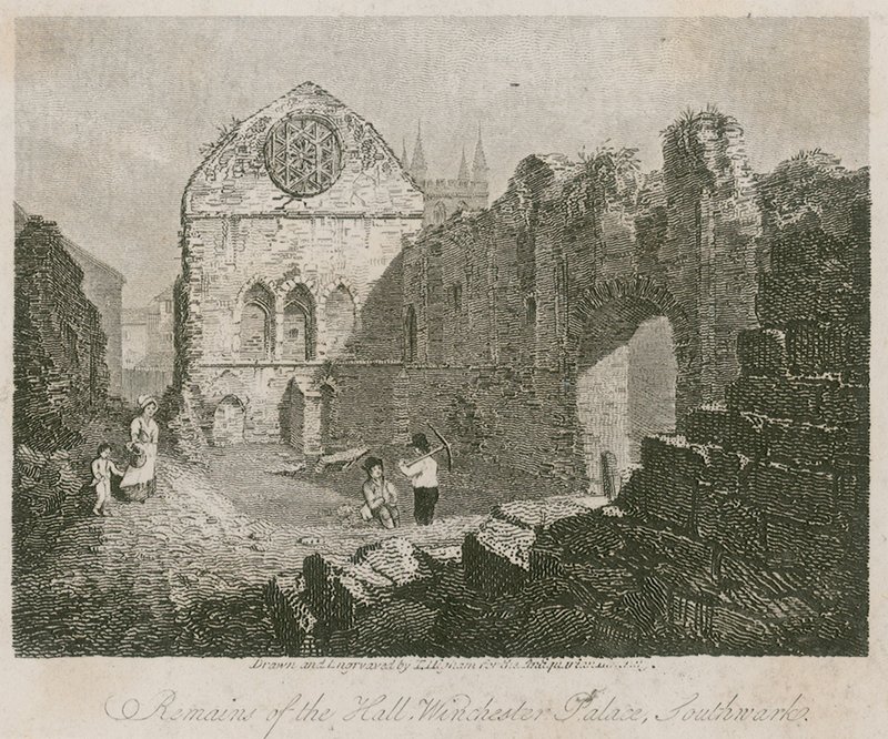 Zbytky sálu, Winchester Palace, Southwark od English School
