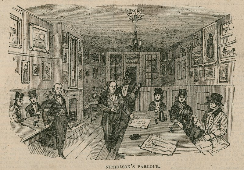 Renton Nicholsons Parlour, Garricks Head Hotel, Bow Street, Londýn od English School