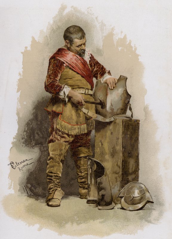 Oprava brnění (chromolitho) od English School