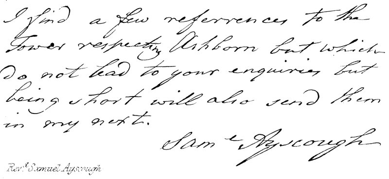 Revd Samuel Ayscough od English School