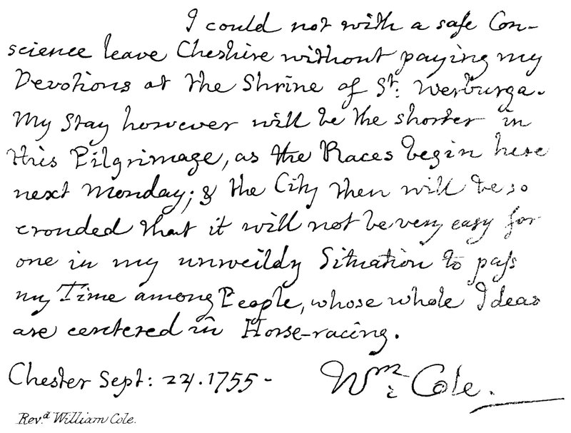Revd William Cole od English School
