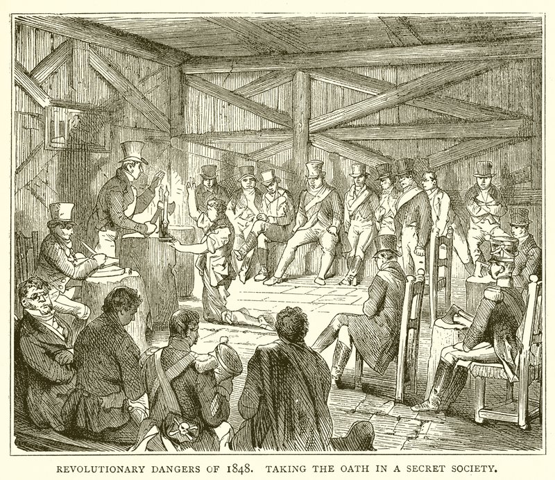 Revoluční nebezpečí roku 1848. Složení přísahy v tajném spolku od English School
