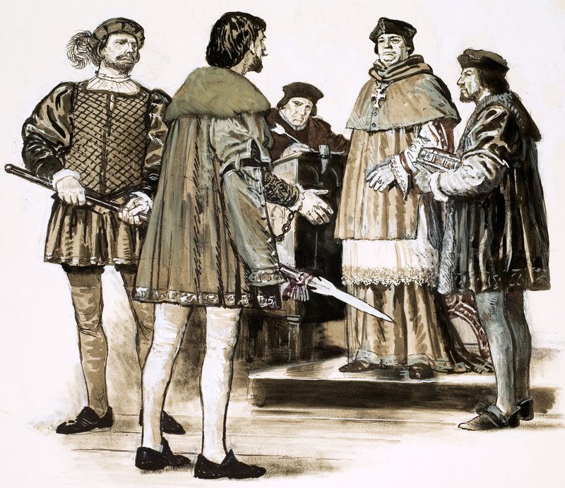 Richard Hunne vyslýchán londýnským biskupem Richardem Fitzjamesem od English School