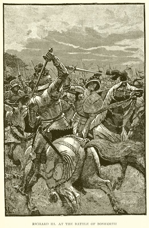 Richard III v bitvě u Bosworthu od English School