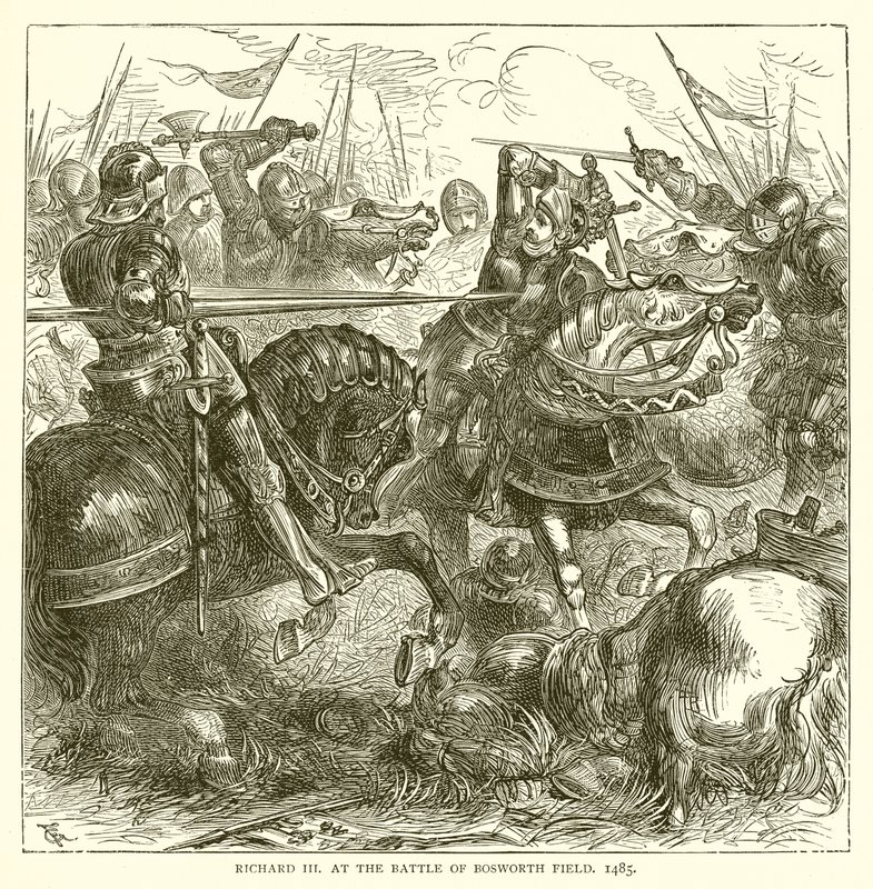 Richard III v bitvě u Bosworth Field, 1485 od English School