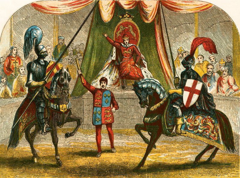 Richard II zastavuje boj mezi vévody z Norfolku a Herefordem od English School
