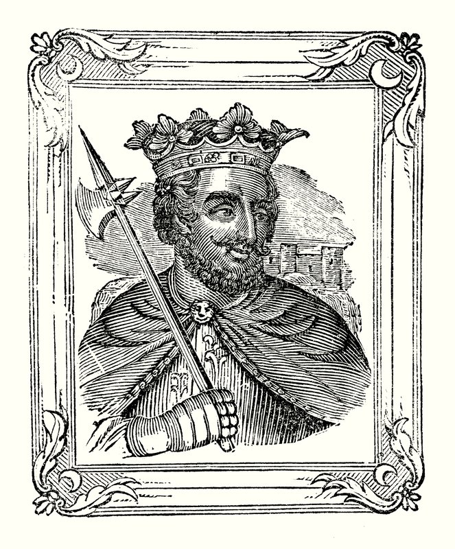 Richard I. se narodil v roce 1157, korunován v roce 1189 a zemřel v roce 1199 (rytina) od English School