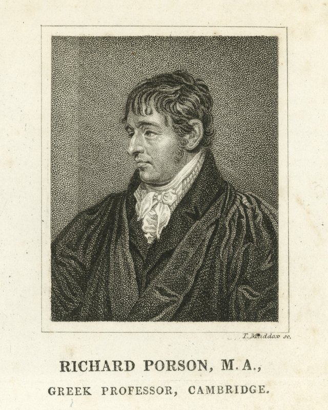 Richard Porson, řecký profesor, Cambridge (rytina) od English School