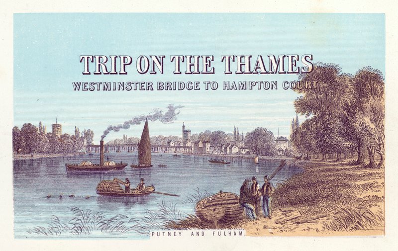 River Thames: Putney and Fulham (barevná rytina) od English School