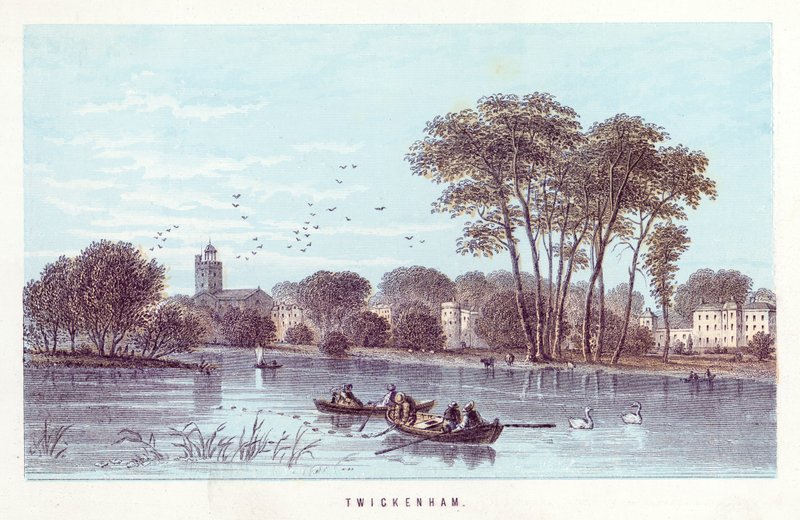 River Thames: Twickenham (barevná rytina) od English School