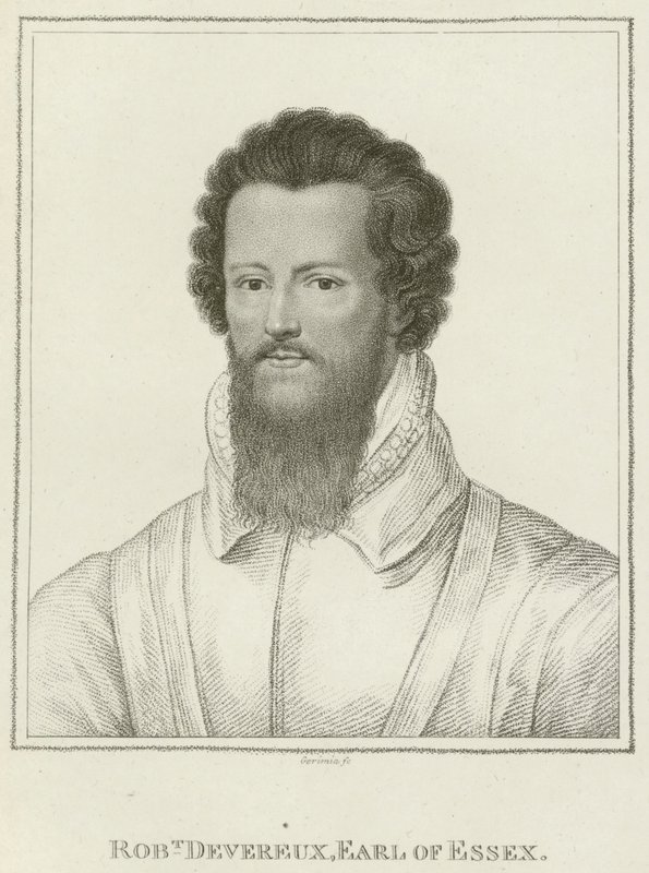 Robert Devereux, hrabě z Essexu (rytina) od English School