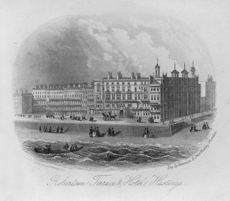 Robertson Terrace and Hotel, Hastings (rytina) od English School