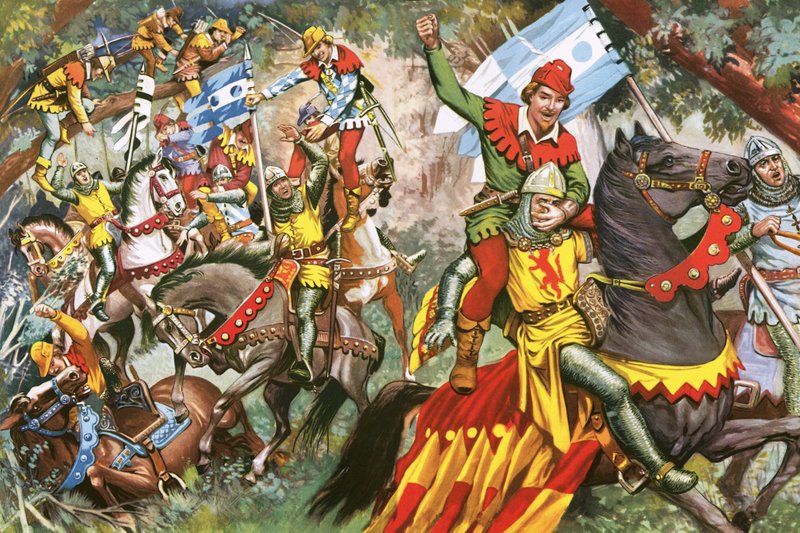 Robin Hood útočí na normanské vojáky od English School
