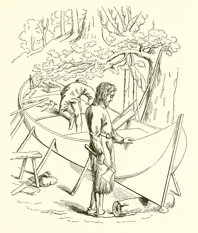 Robinson Crusoe staví svou loď od English School