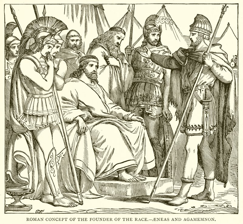 Římský koncept zakladatele rasy - Aeneas a Agamemnon od English School