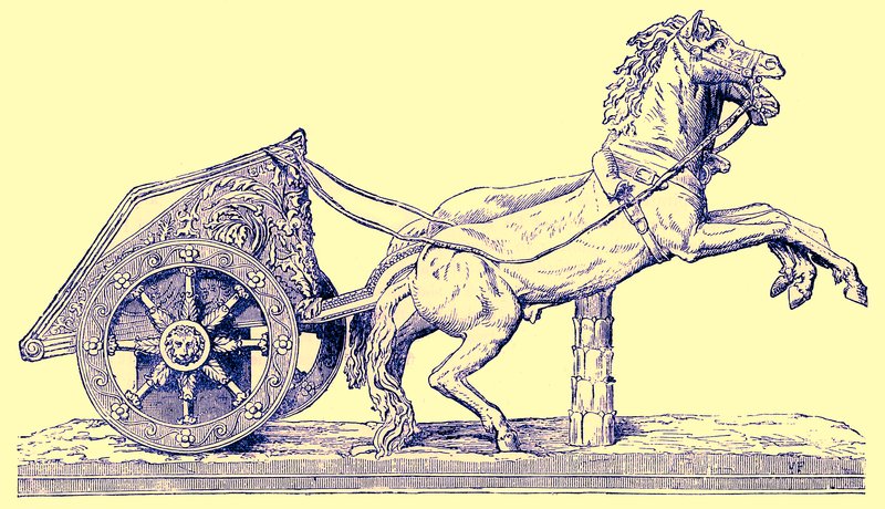 Římský závodní vůz, ilustrace z knihy Cassells Illustrated Universal History od Edwarda Olliera, vydané v roce 1890 (digitálně upravený obrázek) od English School