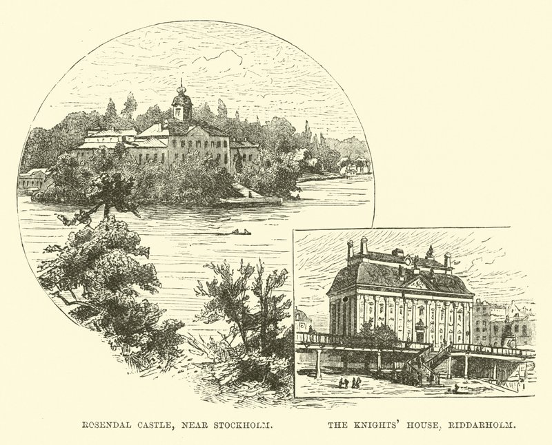 Zámek Rosendal, poblíž Stockholmu; Dům rytířů, Riddarholm od English School