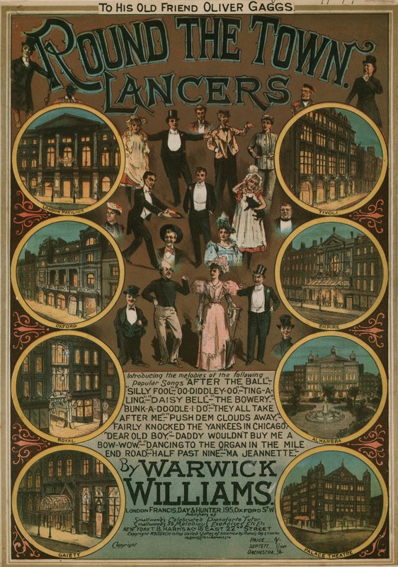 Round the Town Lancers od Warwicka Williamse; hudební skóre od English School