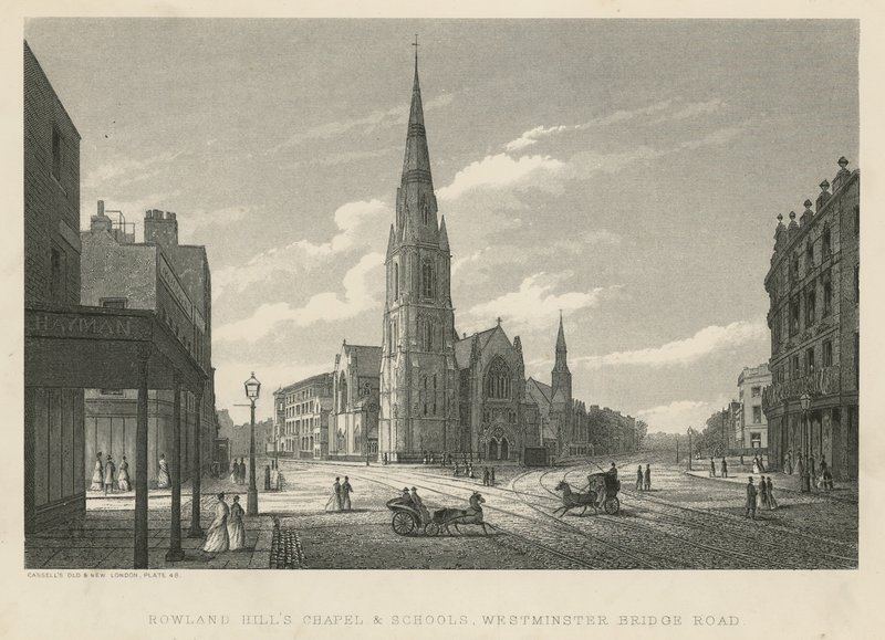 Kaple a školy Rowland Hills, Westminster Bridge Road, Lambeth od English School