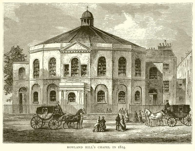 Rowland Hills Chapel v roce 1814 od English School
