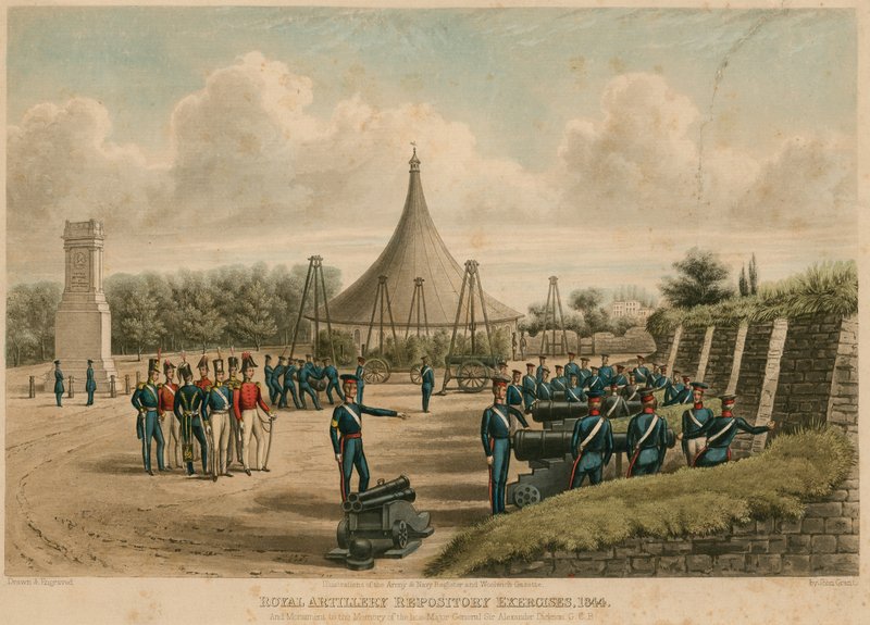 Cvičení Royal Artillery Repository, 1844 od English School
