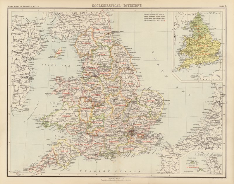 Royal Atlas, c 1900: Církevní divize (barevné lito) od English School