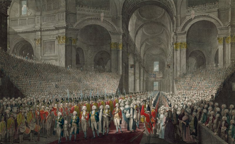 Královský průvod v katedrále svatého Pavla na svátek svatého Jiří, 1789 od English School