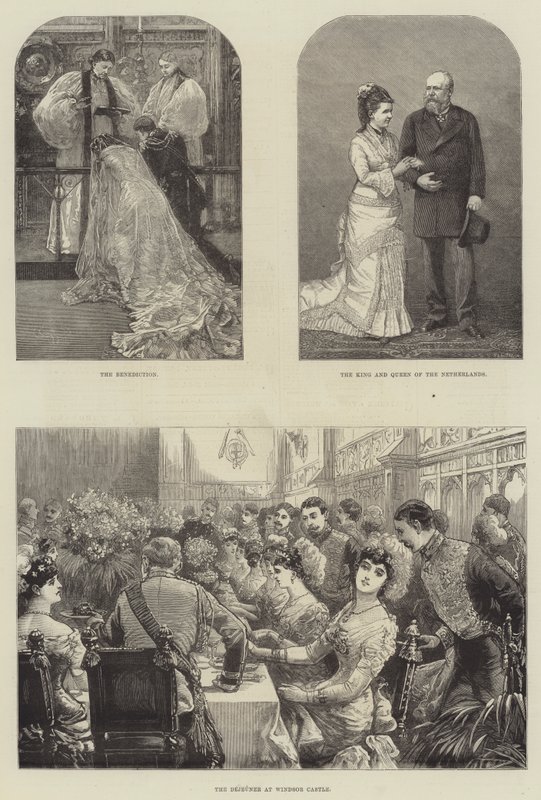 Královská svatba prince Leopolda a princezny Heleny (rytina) od English School