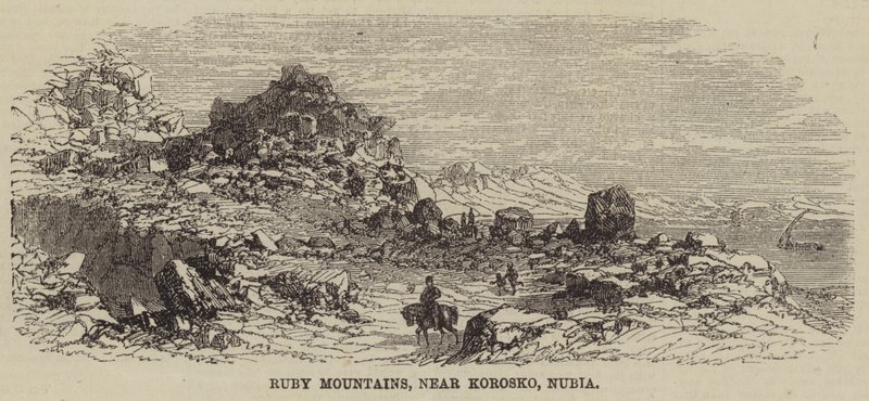 Ruby Mountains, poblíž Korosko, Nubia (rytina) od English School