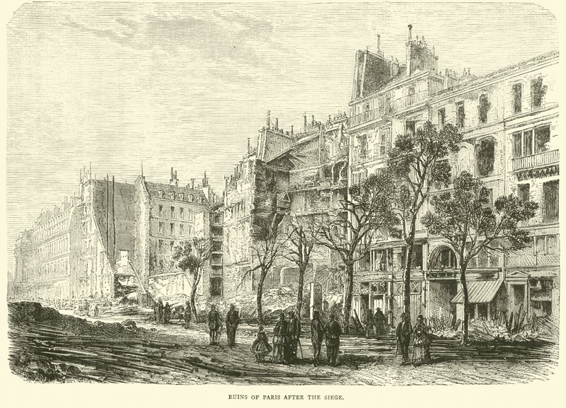 Ruiny Paříže po obléhání, duben 1871 od English School