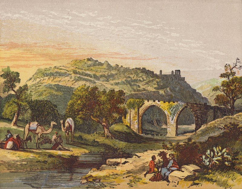 Zříceniny Samaří (barevná litografie) od English School