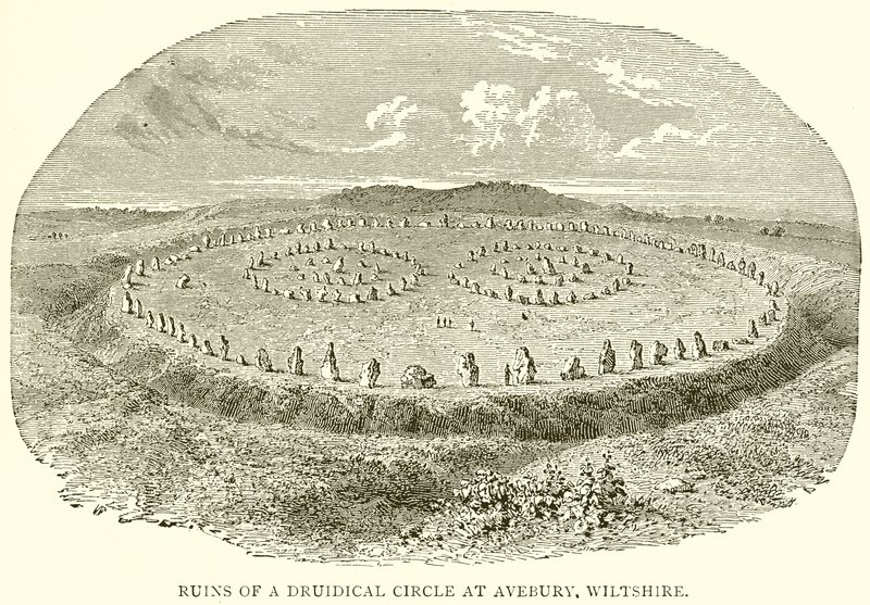 Ruiny Druidical Circle v Avebury, Wiltshire od English School
