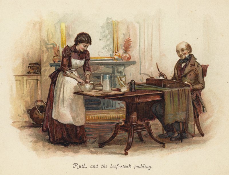 Ruth a pudink z hovězího steaku (chromolitho) od English School