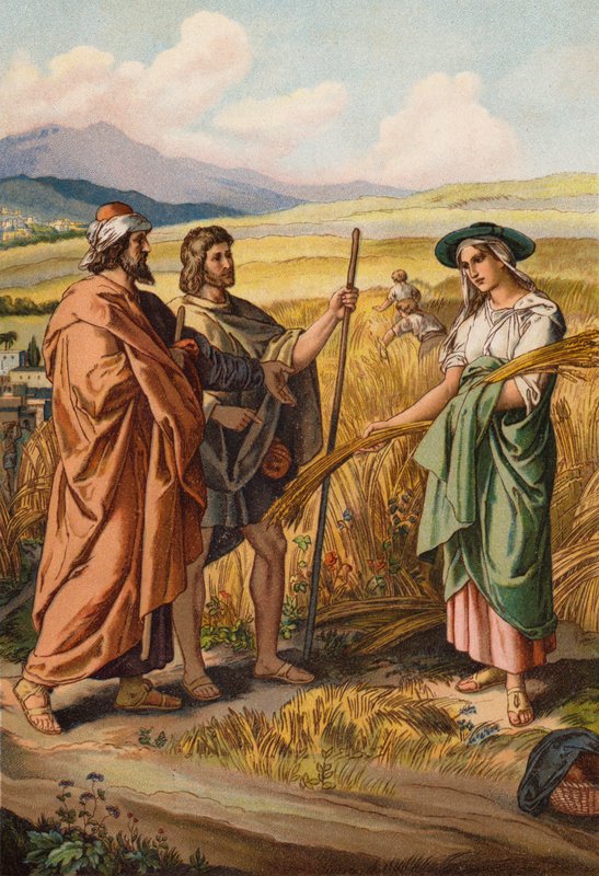 Ruth se ptá Boaze, jestli může sbírat na jeho poli (chromolitho) od English School