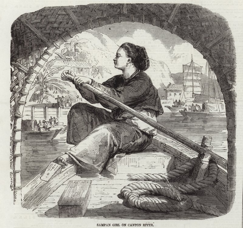 Sampan Girl na řece Canton od English School
