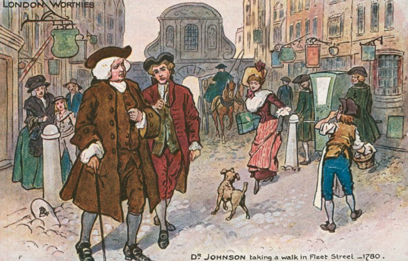 Samuel Johnson , anglický spisovatel (barevné litho) od English School