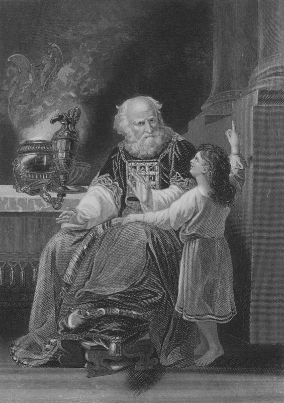 Samuel před Eli (rytina) od English School