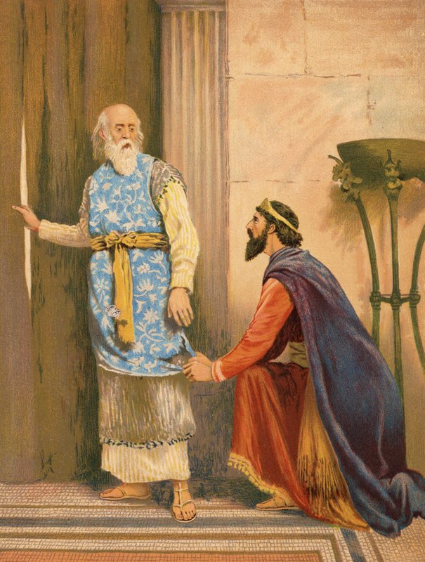 Saul a Samuel, I Samuel, XV, 27 (barva lito) od English School
