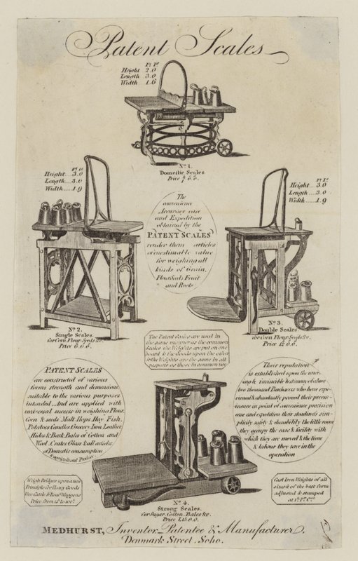 Výrobce vah, Medhurst, vizitka od English School