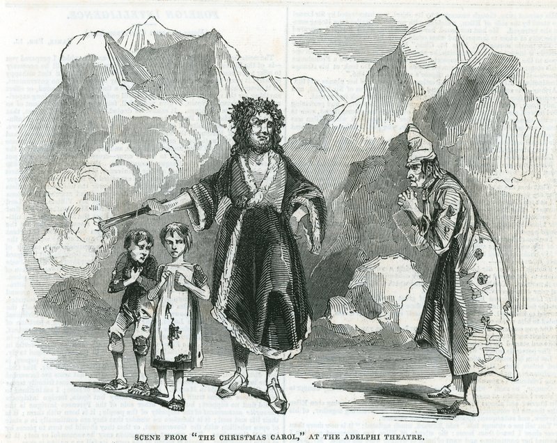Scéna z Vánoční koledy v divadle Adelphi Theatre od English School