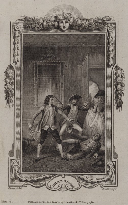 Scéna z Historie sira Charlese Grandisona od Samuela Richardsona od English School