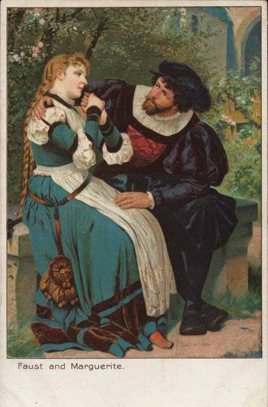 Scéna z opery Faust francouzského skladatele Charlese Gounoda (chromolitho) od English School